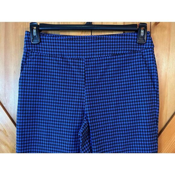 Eric Casual Straight Leg Blue Black Houndstooth Pants Size Small NWT (8735) - Picture 2 of 8